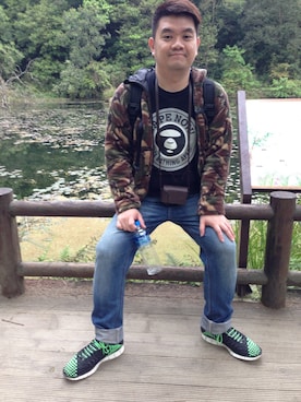 「AAPE BY A BATHING APE（エーエイプバイアベイシングエイプ）のアイテム（スタジャン）」を使った、葉俊宏さん（メンズ・168cm）の冬コーディネート