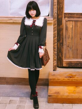 「axes femme（アクシーズファム）のアイテム（トートバッグ）」を使った、僵尸猫栗子さん（レディース・165cm）の秋コーディネート