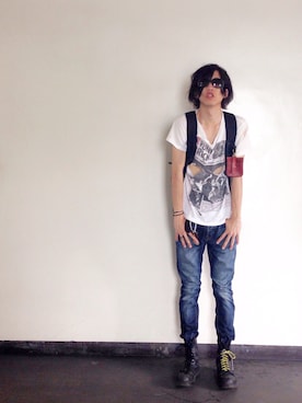 「GAP（ギャップ）のauthentic skinny （デニムパンツ、ブルー系）」を使った、JACKさん（メンズ・185cm）の夏コーディネート