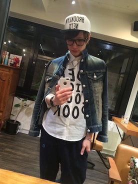 「＃デニム」｜「アイテム（デニムジャケット）」を使った、KKさん（メンズ・177cm）の春コーディネート
