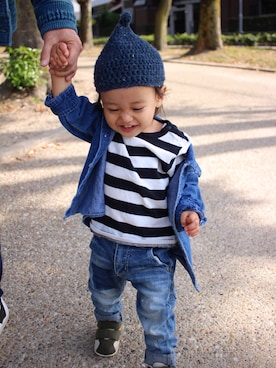 「DENIM BAR（デニム　バー）のアイテム」を使った、saku_n_desuさん（キッズ・80cm）の秋コーディネート