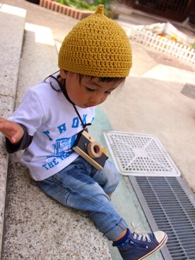 「DENIM BAR（デニム　バー）のアイテム」を使った、saku_n_desuさん（キッズ・80cm）の春コーディネート