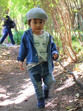 「DENIM BAR（デニム　バー）のアイテム」を使った、saku_n_desuさん（キッズ・80cm）の春コーディネート