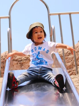 「DENIM BAR（デニム　バー）のアイテム」を使った、saku_n_desuさん（キッズ・80cm）の夏コーディネート