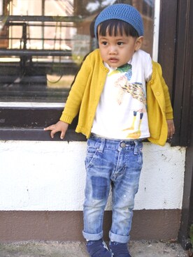 「DENIM BAR（デニム　バー）のアイテム」を使った、saku_n_desuさん（キッズ・80cm）の秋コーディネート