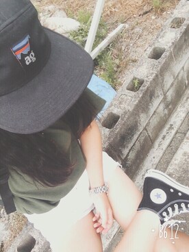 「INTERBREED（インターブリード）のアイテム（キャップ）」を使った、kamakoさん（レディース・153cm）の夏コーディネート