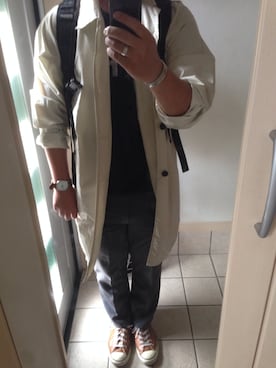 「BASISBROEK（バシスブルック）のアイテム（ステンカラーコート）」を使った、YuYaさん（メンズ・172cm）の秋コーディネート