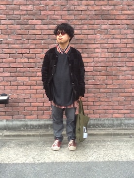 「bukht」｜「アイテム（カバーオール）」を使った、加藤 太朗さん（メンズ・164cm）の春コーディネート