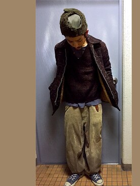 「USA」｜「アイテム（ダウンジャケット/コート）」を使った、kuroさん（メンズ・163cm）の冬コーディネート
