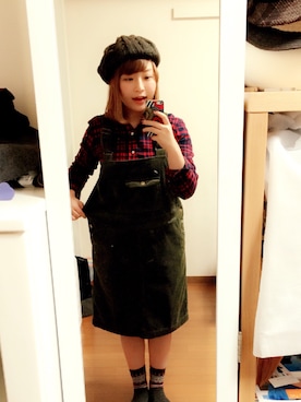 「Crisp（クリスプ）のアイテム（ハンチング/ベレー帽）」を使った、Linaさん（レディース・154cm）の冬コーディネート