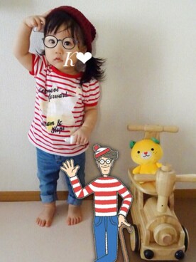 「ちびウォーリーし隊。」｜かえでさん（キッズ・70cm）の秋コーディネート