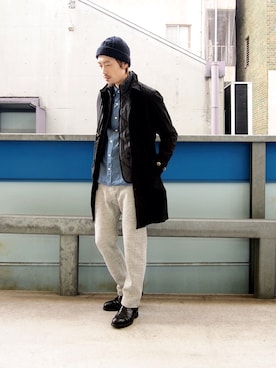 「RRL（ダブル アール エル）のアイテム（ニットキャップ/ビーニー）」を使った、Yasuhiro  Tsukamotoさん（メンズ・170cm）の冬コーディネート