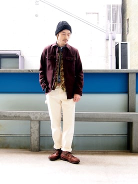 「迷彩柄」｜「アイテム（その他アウター）」を使った、Yasuhiro  Tsukamotoさん（メンズ・170cm）の冬コーディネート