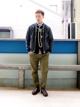 「MANUAL ALPHABET（マニュアル アルファベット）のアイテム（ブルゾン）」を使った、Yasuhiro  Tsukamotoさん（メンズ・170cm）の春コーディネート