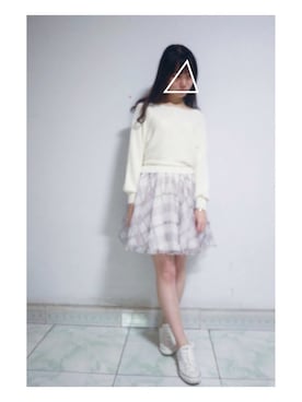 「アイテム（モカシン/デッキシューズ、ホワイト系）」を使った、milkmilkywayさん（レディース・168cm）の冬コーディネート