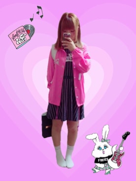 「Candy Stripper」｜「アイテム（ナイロンジャケット）」を使った、ちゃんさん（レディース・157cm）の春コーディネート