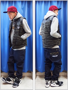 「アイテム（パーカー）」を使った、MA$SAさん（メンズ・173cm）の冬コーディネート
