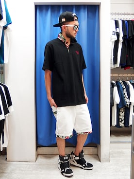 「アイテム（ポロシャツ）」を使った、MA$SAさん（メンズ・173cm）の夏コーディネート