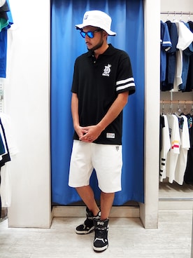 「アイテム（ポロシャツ）」を使った、MA$SAさん（メンズ・173cm）の夏コーディネート