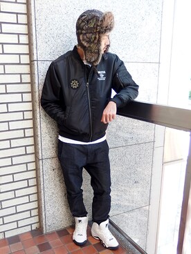「アイテム（ミリタリージャケット）」を使った、MA$SAさん（メンズ・173cm・20代）の冬コーディネート