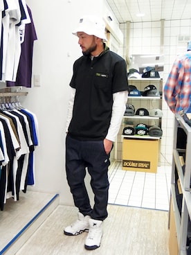 「アイテム（ポロシャツ）」を使った、MA$SAさん（メンズ・173cm）の春コーディネート