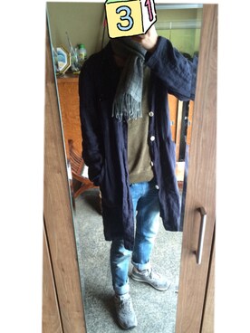 「ca$hmere（カシミア）のアイテム」を使った、やえとさん（メンズ・168cm）の冬コーディネート