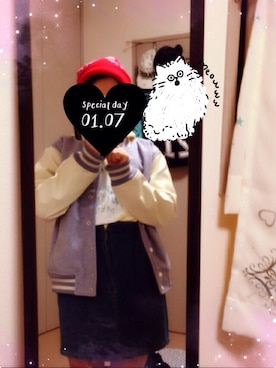 「おでかけ」｜「アイテム（スタジャン）」を使った、OTJさん（レディース・153cm）の冬コーディネート