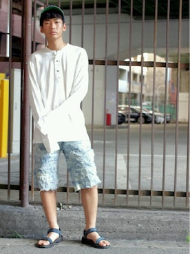 「スタイリング」｜「アイテム（帽子）」を使った、KENTO UEDAさん（メンズ・178cm）の夏コーディネート