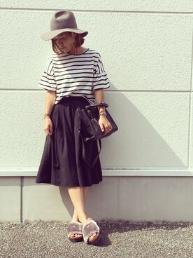 「coca（ANDEX shoes product）（コカ）のアイテム（Tシャツ/カットソー）」を使った、𝕂𝔼𝕀𝕂𝕆さん（レディース・159cm）の秋コーディネート