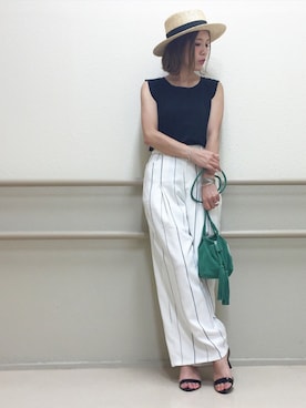 「OZOC（オゾック）のアイテム（パンツ）」を使った、𝕂𝔼𝕀𝕂𝕆さん（レディース・159cm）の夏コーディネート