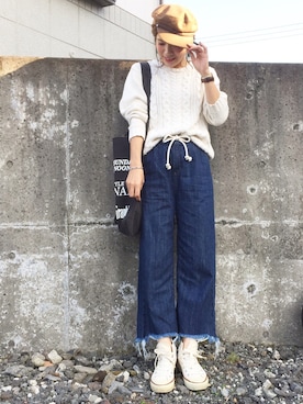 「OLD NAVY（オールドネイビー）のアイテム」を使った、𝕂𝔼𝕀𝕂𝕆さん（レディース・159cm）の秋コーディネート