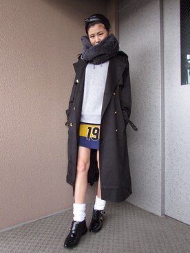 「FIG&VIPER（フィグアンドバイパー）のアイテム（トレンチコート）」を使った、YUIZOHさん（レディース・160cm）の冬コーディネート