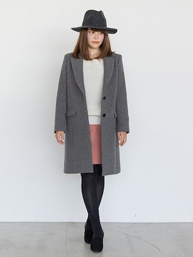 「NATURAL BEAUTY BASIC（ナチュラルビューティーベーシック）のアイテム（チェスターコート）」を使った、NBB STAFF05さん（レディース・158cm）の秋コーディネート