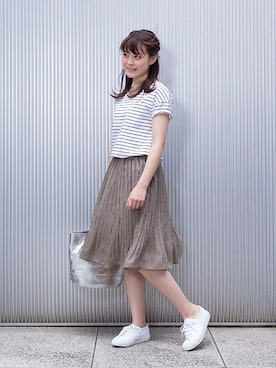 「アイテム（トートバッグ、シルバー系）」を使った、NBB STAFF05さん（レディース・158cm）の春コーディネート