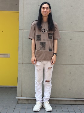 「MONKEY TIME（モンキータイム）のアイテム（スニーカー）」を使った、大谷和宏さん（メンズ・175cm）の夏コーディネート