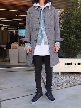「united arrows」｜「アイテム（チェスターコート）」を使った、大谷和宏さん（メンズ・175cm）の秋コーディネート