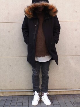 「united arrows」｜「アイテム（モッズコート）」を使った、大谷和宏さん（メンズ・175cm）の冬コーディネート