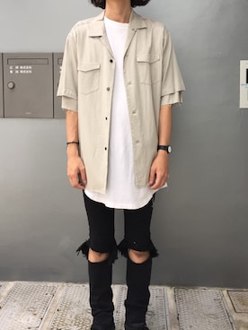 「WVM（ダブルヴイエム）のアイテム（パンツ）」を使った、大谷和宏さん（メンズ・175cm）の夏コーディネート