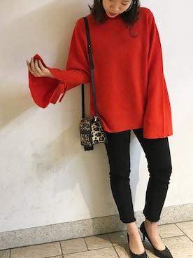 「フレアスリーブ」｜yukaさん（レディース・156cm）の冬コーディネート