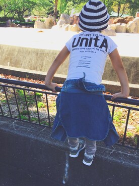 「DENIM DUNGAREE（デニムダンガリー）のアイテム（シャツ/ブラウス、ブルー系）」を使った、sayorihitoya....さん（キッズ・110cm）の秋コーディネート