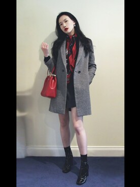 「Guess（ゲス）のアイテム（スカート）」を使った、KK+さん（レディース・170cm）の秋コーディネート