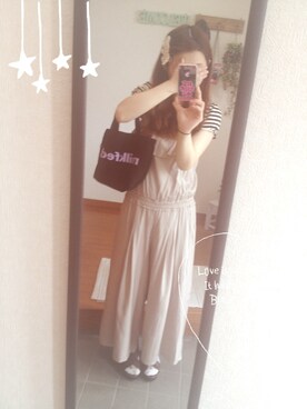 「mysty woman（ミスティウーマン）のアイテム（つなぎ/オールインワン）」を使った、♡あーりん♡さん（レディース・154cm）の夏コーディネート