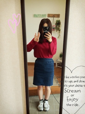 「襟付きトップス」｜「アイテム（PC・スマホグッズ/家電）」を使った、♡あーりん♡さん（レディース・154cm）の秋コーディネート