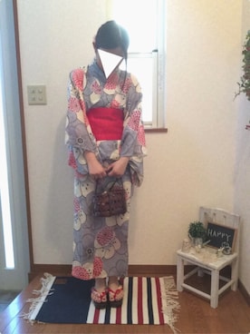 「Honeys（ハニーズ）のアイテム（浴衣）」を使った、♡あーりん♡さん（レディース・154cm）の夏コーディネート