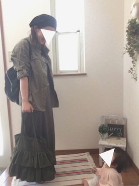 「フリルトート」｜「アイテム（ハンチング/ベレー帽）」を使った、♡あーりん♡さん（レディース・154cm）の秋コーディネート