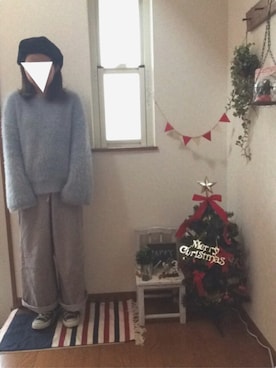 「サックスブルー」｜「アイテム（ハンチング/ベレー帽）」を使った、♡あーりん♡さん（レディース・154cm）の秋コーディネート
