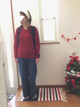 「フープイヤリング」｜「アイテム（ジャケット/アウター）」を使った、♡あーりん♡さん（レディース・154cm）の冬コーディネート