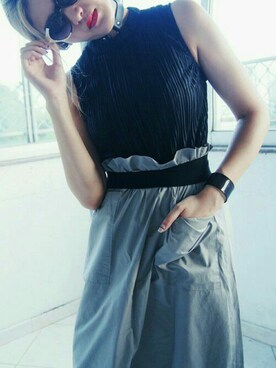 「asos」｜「アイテム（チュニック）」を使った、Lydia Liu さん（レディース・171cm）の秋コーディネート