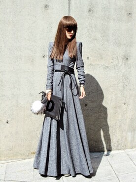 「アイテム（ドレス、グレー系）」を使った、Duier對兒さん（レディース・168cm）の秋コーディネート