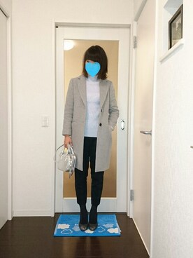 「UNIQLO（ユニクロ）のアイテム（ニット/セーター、ブルー系）」を使った、まいmamaさん（レディース・162cm）の冬コーディネート